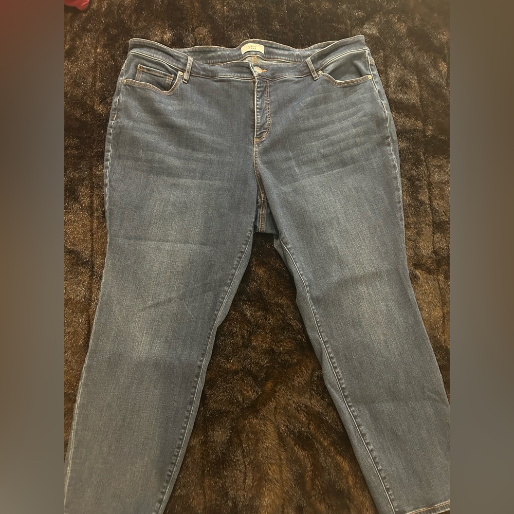 LOFT Plus Straight Leg Jeans Size 24 Medium Wash Stretch Denim